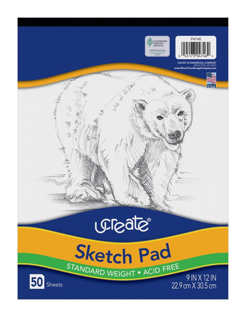 UCreate Sketch Pad, Standard Weight, 9" x 12", 50 Sheets - Image 1